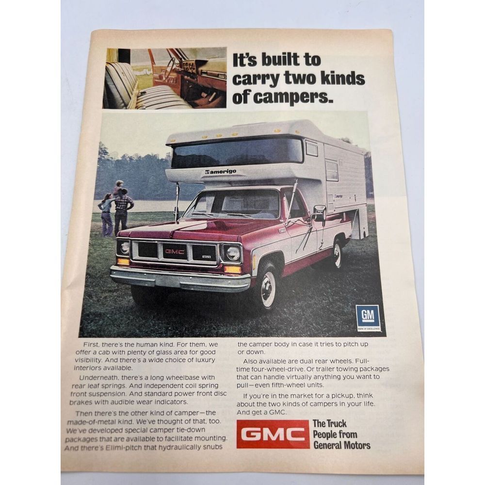 Vintage Rare GMC Two Tone Pickup Truck Original Magazine Print Ad